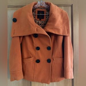 Dollhouse Burnt Orange Double-Breasted Pea Coat